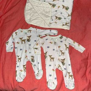 Burt Bees Organic Footies and Blanket Bundle